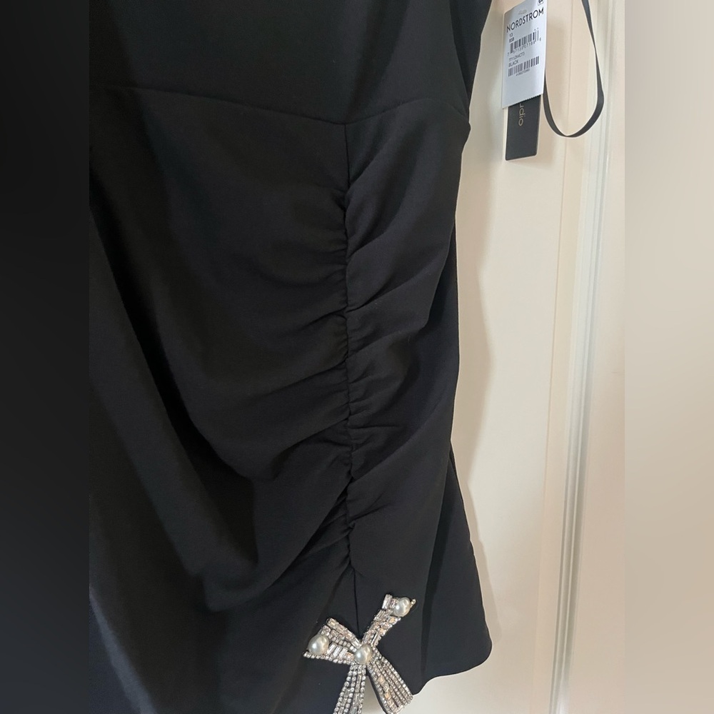 New! City Studio Rich Black Mini Dress with Rhinestone Bow Detail juniors 13 - Picture 10 of 15